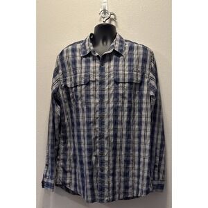 Eddie Bauer Travex Gray/Blue Size TL Mesh ‎ Classic Fit Fishing Shirt
